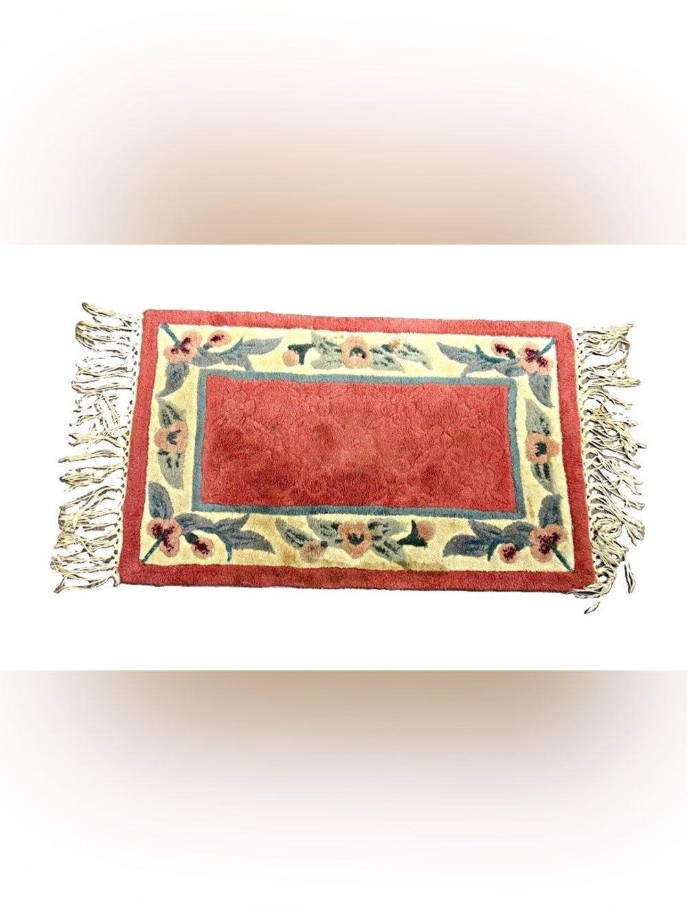 Vintage Floral Accent Rug | Cottagecore Wool Blend Rug | 18” x 30”